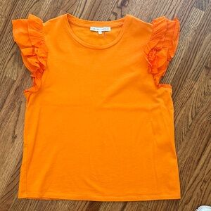 English Factory Vibrant Orange Ruffle Sleeve Top